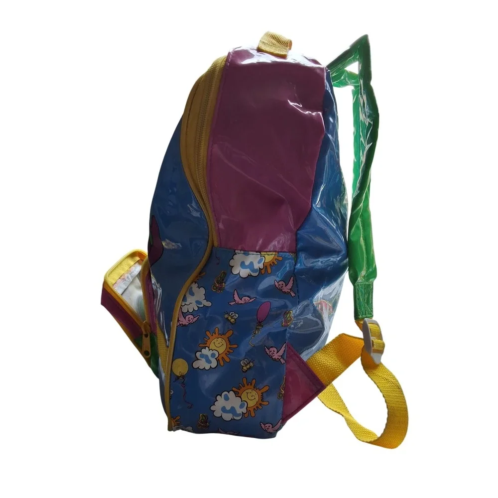 Vintage 1998 Barney the Dinosaur Kids Vinyl Backpack Blue Yellow 90s Retro
